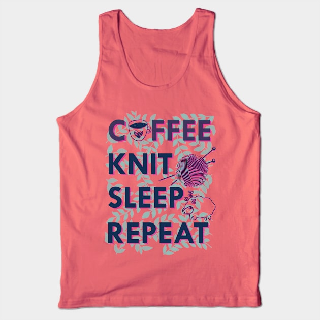 Coffee knit sleep repeat Tank Top by papillon